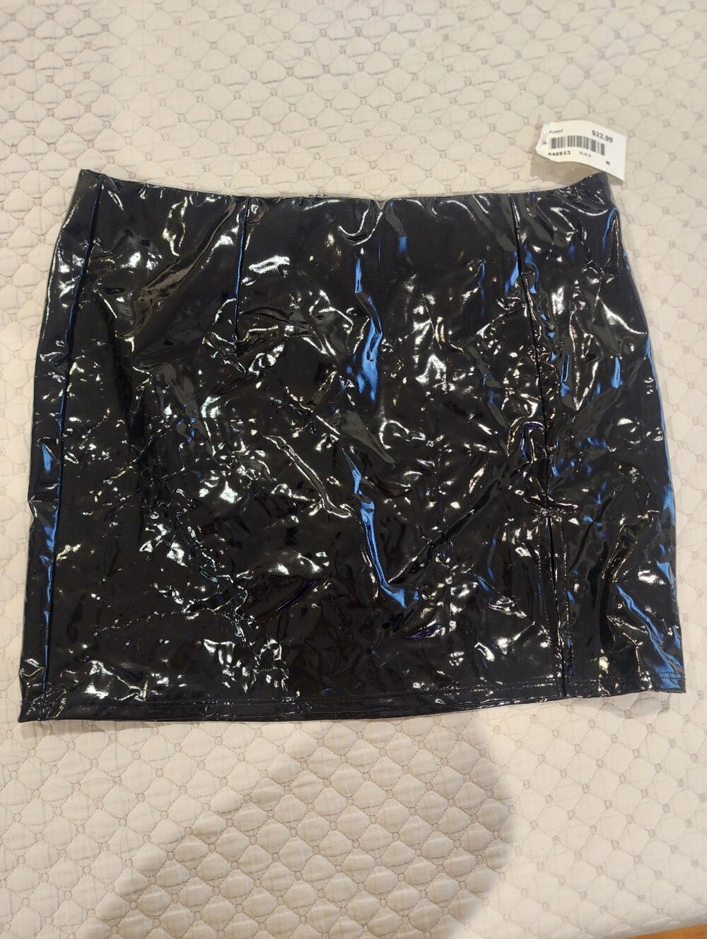 Black Patent Vinyl Mini Skirt - Women